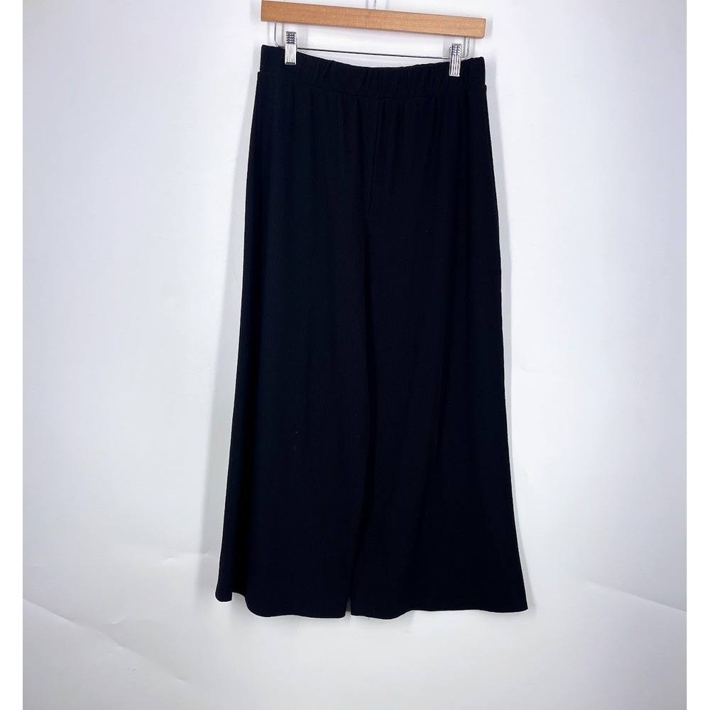 Dressed In Lala Womens Ribbed Knit Wide Leg Pull On Pants Relaxed Fit Size L